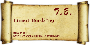 Timmel Berény névjegykártya